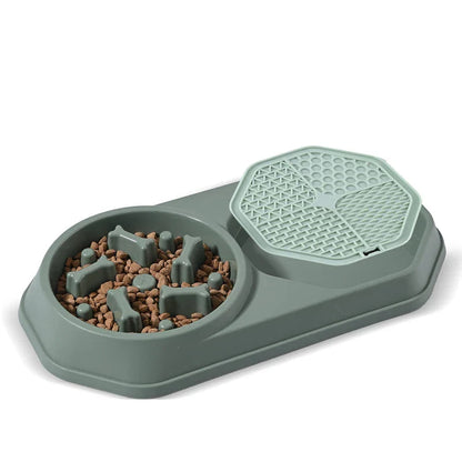 2-in-1 Slow Feeder Dog Bowl and Lick Mat from Trendha, featuring a slow feeder bowl and a lick mat for a complete and healthy feeding experience.