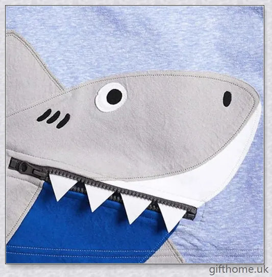 Boys' Knitted Cotton Short Sleeve Cartoon T-Shirt with playful cartoon print, soft breathable fabric, and moisture-wicking technology