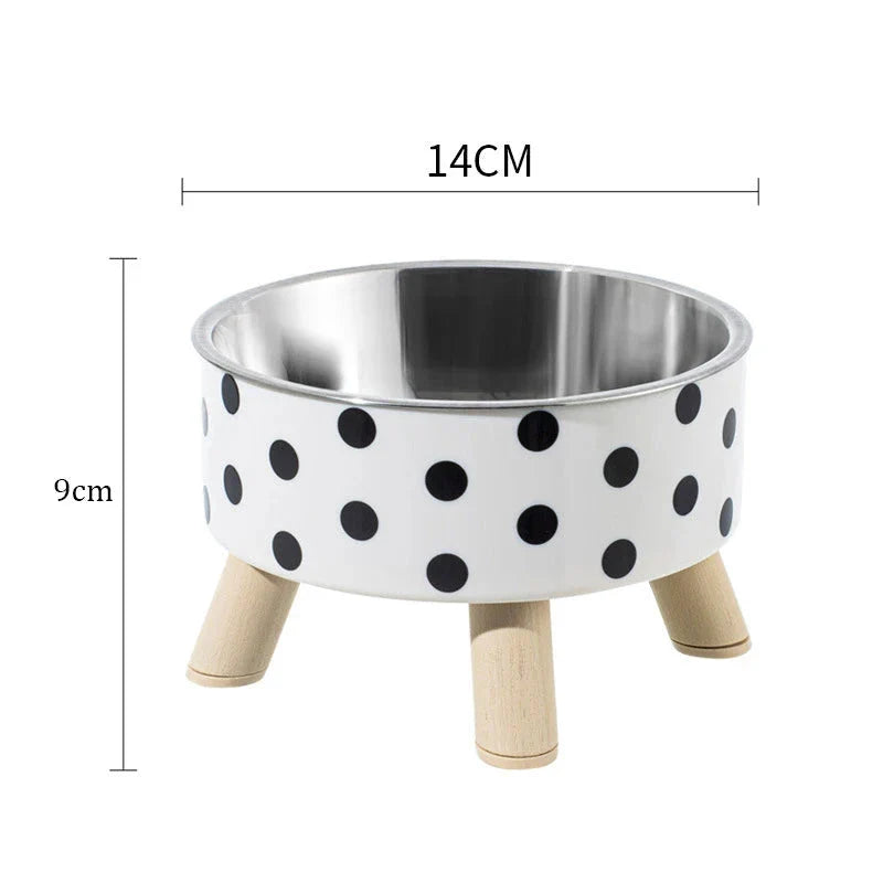 Elevated cat feeder bowl with anti-choking design, suitable for both cats and small-to-medium dogs