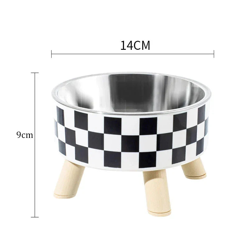 Elevated cat feeder bowl with anti-choking design, suitable for both cats and small-to-medium dogs