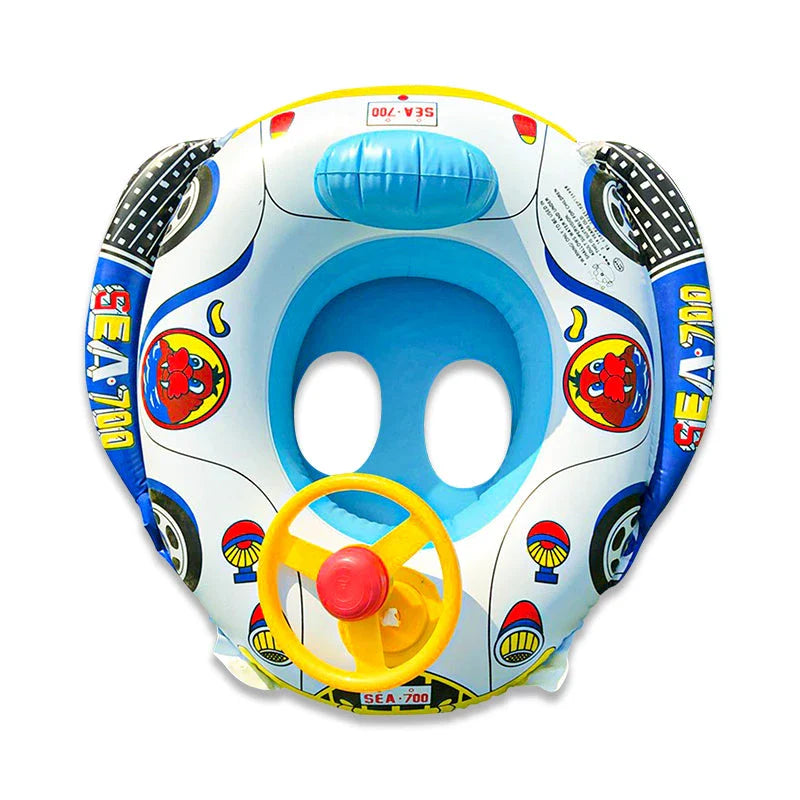 Baby Swim Ring Tube with Steering Wheel and Horn - Inflatable Water Toy for Safe and Fun Summer Adventures