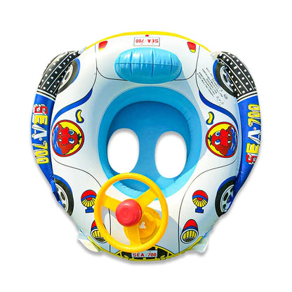 Baby Swim Ring Tube with Steering Wheel and Horn - Inflatable Water Toy for Safe and Fun Summer Adventures