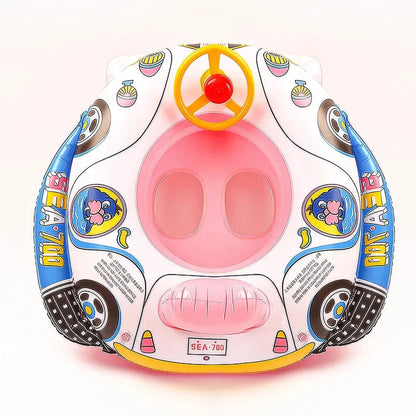 Baby Swim Ring Tube with Steering Wheel and Horn - Inflatable Water Toy for Safe and Fun Summer Adventures