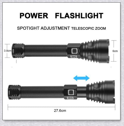 UK's Most Powerful LED Police Torch with Zoomable Beam, 2500 Lumens, Tactical Flashlight for Outdoor, Emergency, and Home Use