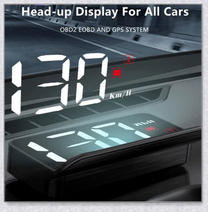 M3 Auto OBD2 GPS Head Up Display for Cars, featuring real-time speed, compass, and satellite information display