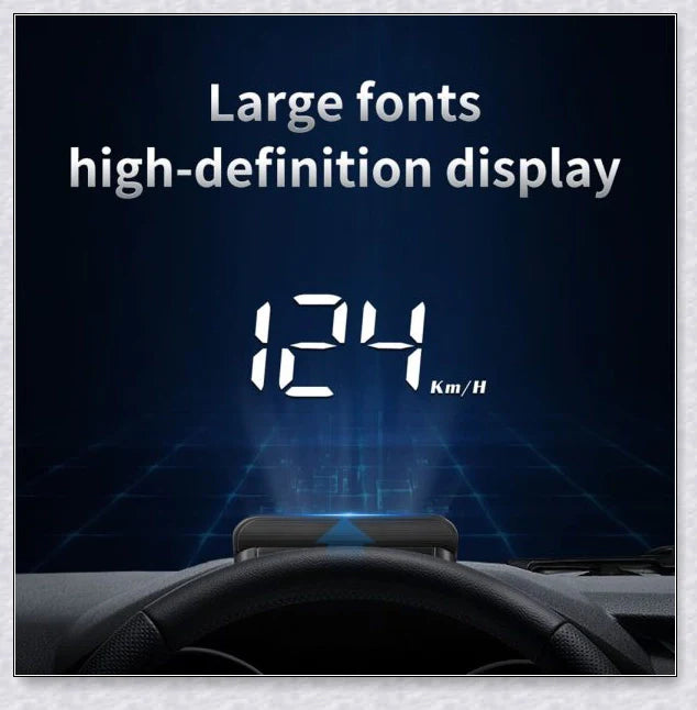 M3 Auto OBD2 GPS Head Up Display for Cars, featuring real-time speed, compass, and satellite information display