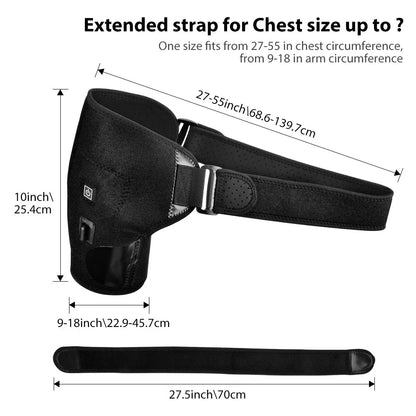 Trendha's Electric Heat Therapy Shoulder Brace with adjustable temperature control and universal fit design for shoulder pain relief and rehabilitation.