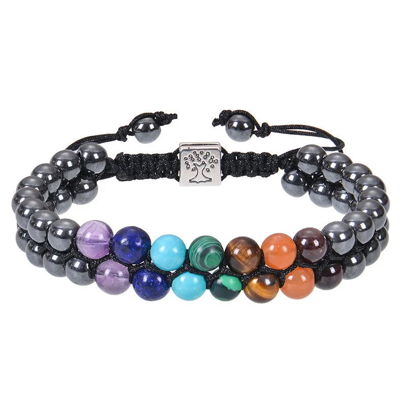 Handmade 7 Chakra Stone Bead Yoga Meditation Bracelet for women, featuring natural gemstones.