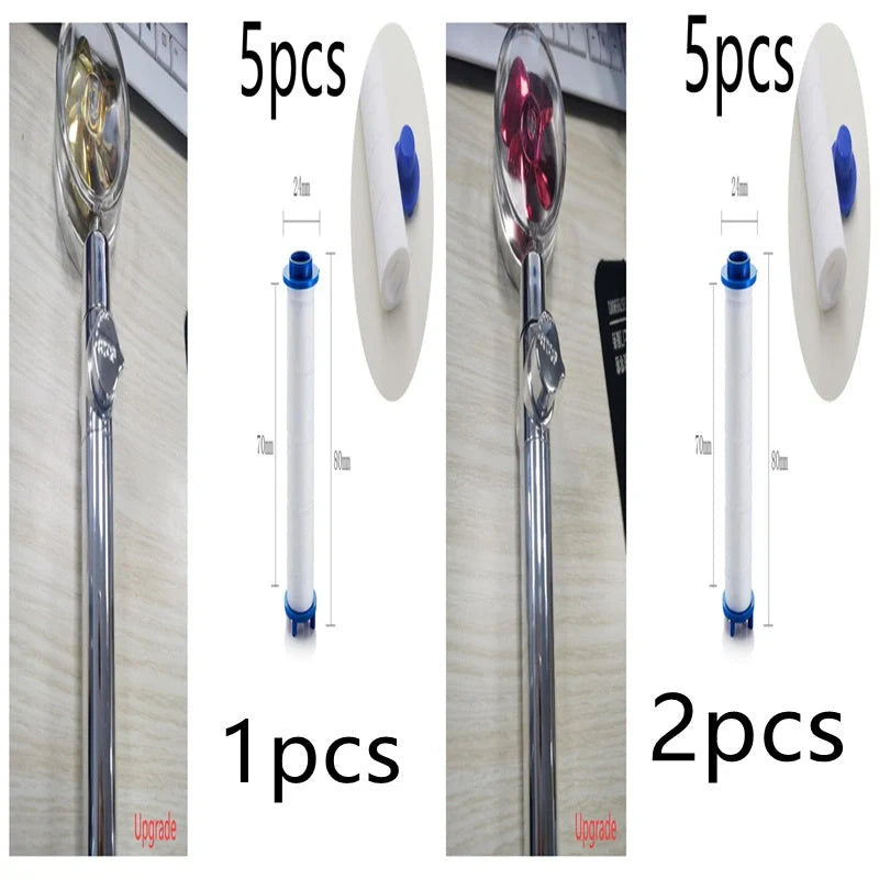 Turbo Propeller Shower Head in various colours with 360-degree fan extension
