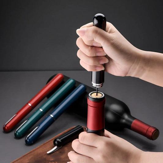 Red Wine Needle Pen-shaped Air Pressure Bottle Opener for easy cork removal