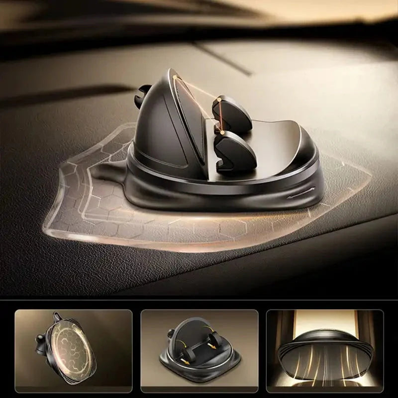 Secure Car Phone Mount with Reusable Silicone Pad for Dashboard, Adjustable 360-degree Rotation, Magnetic Charging Cable