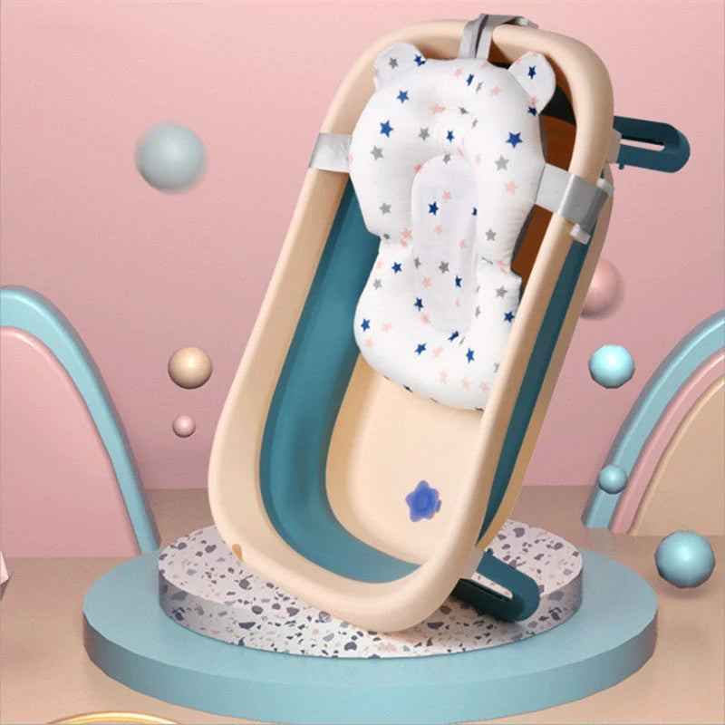 Foldable baby bath seat support mat with anti-slip design in various colours