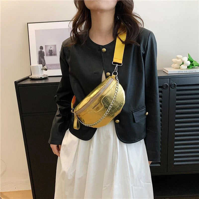 PU Leather Women's Crossbody Bag with Stone Pattern Design