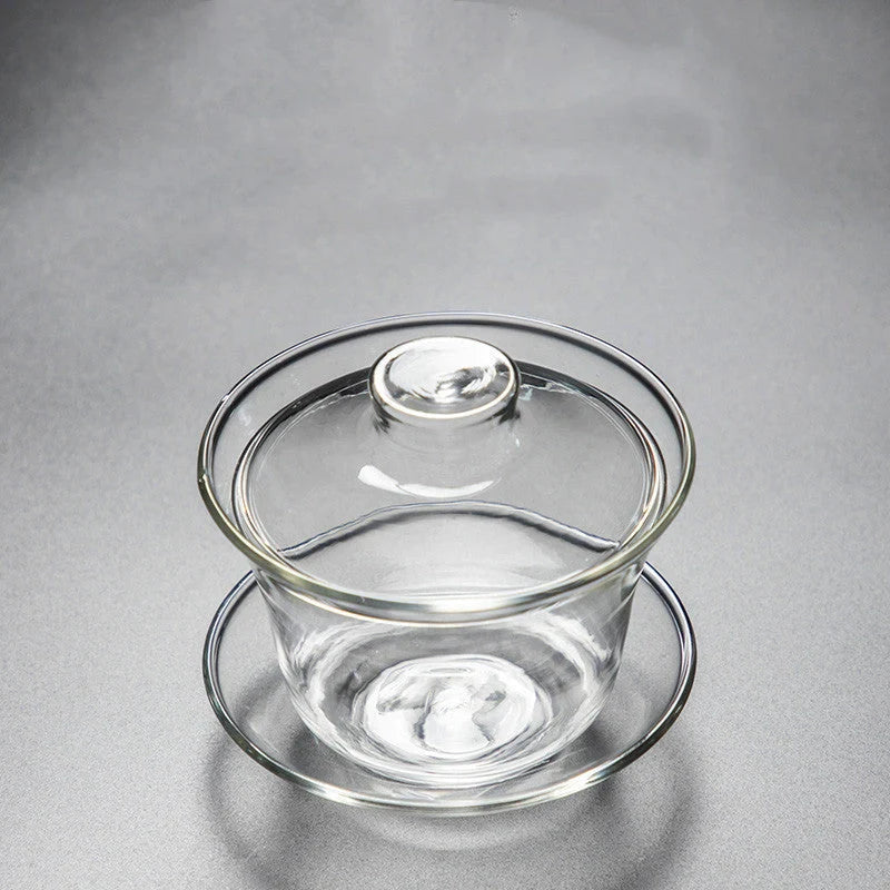 Pyrex Sancai Gaiwan Tea Cup - Elegant Minimalist Design for Premium Tea Enjoyment