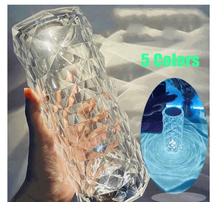 Elegant crystal bedside lamp with touch-sensitive controls and 16 color RGB lighting options