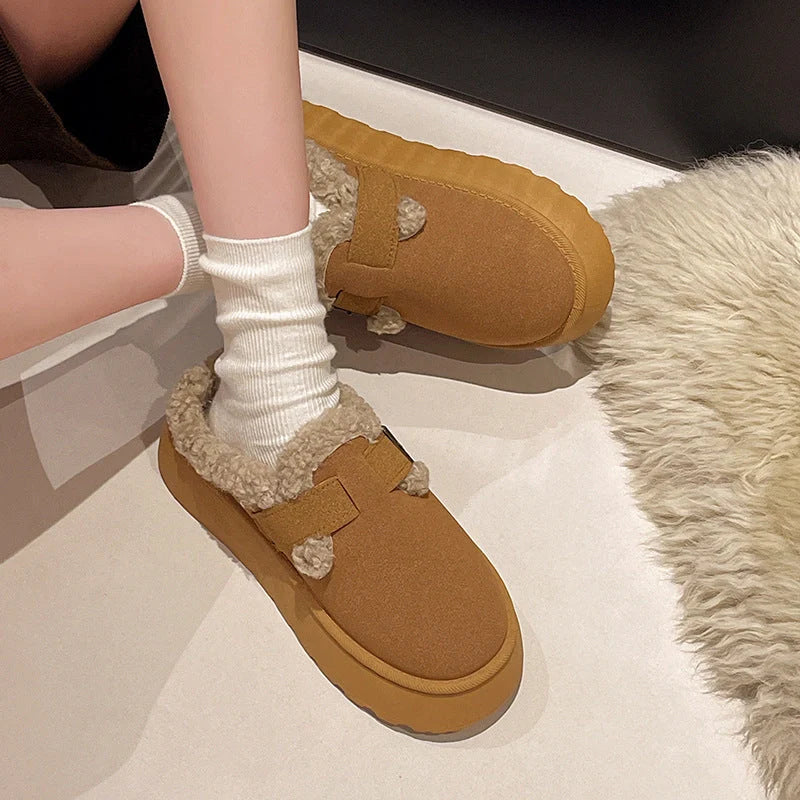 Luxury winter women's plush retro bean boots in various colours