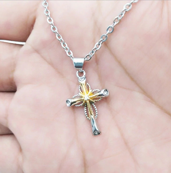 Elegant octagonal star cross pendant in sterling silver alloy with adjustable chain and sophisticated design