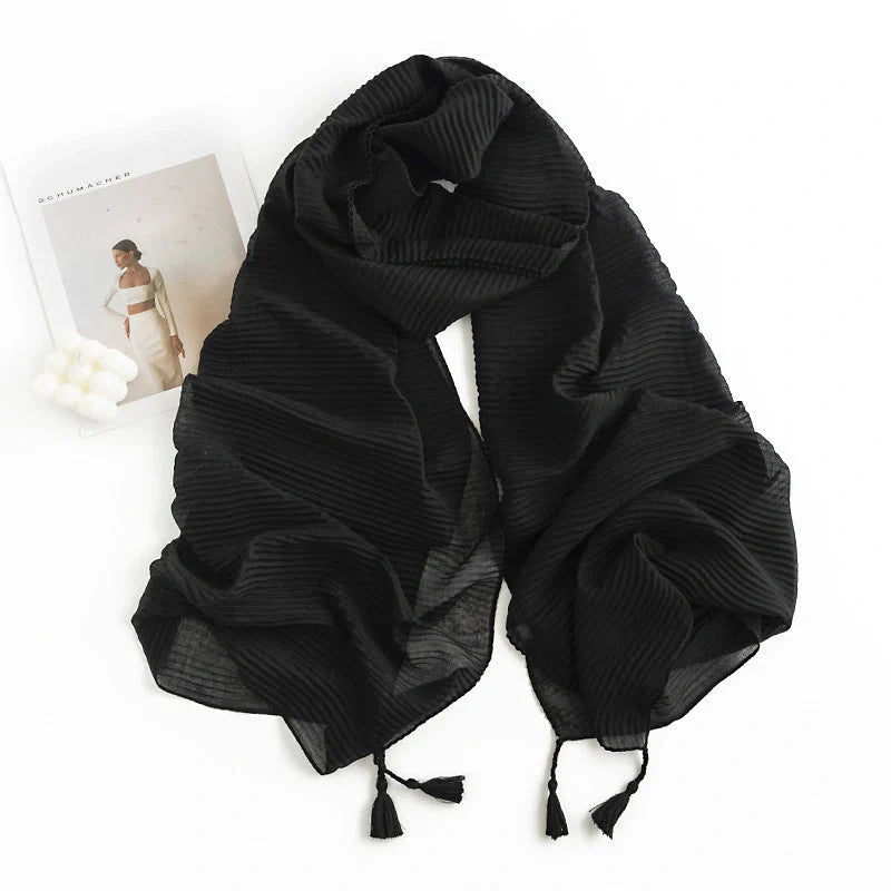Herringbone pattern artificial cashmere scarf with tassel fringes