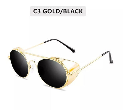 Steampunk sunglasses with UV400 protection and vintage metal frames in various colours