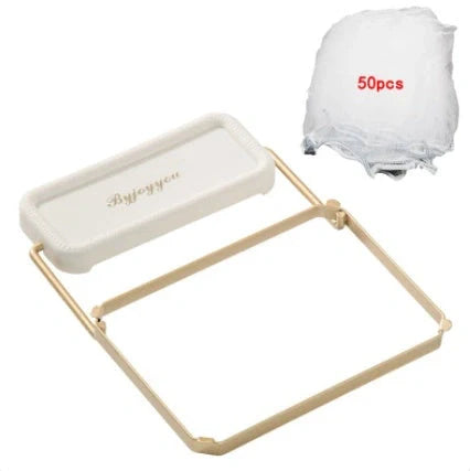 Foldable sink filter rack with disposable mesh bags for kitchen waste management