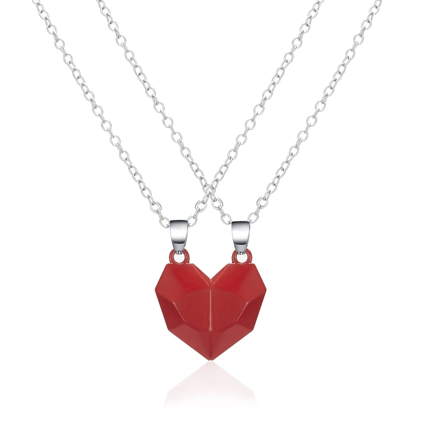 Minimalist gold-plated magnetic heart pendant couple necklace symbolising love and connection.