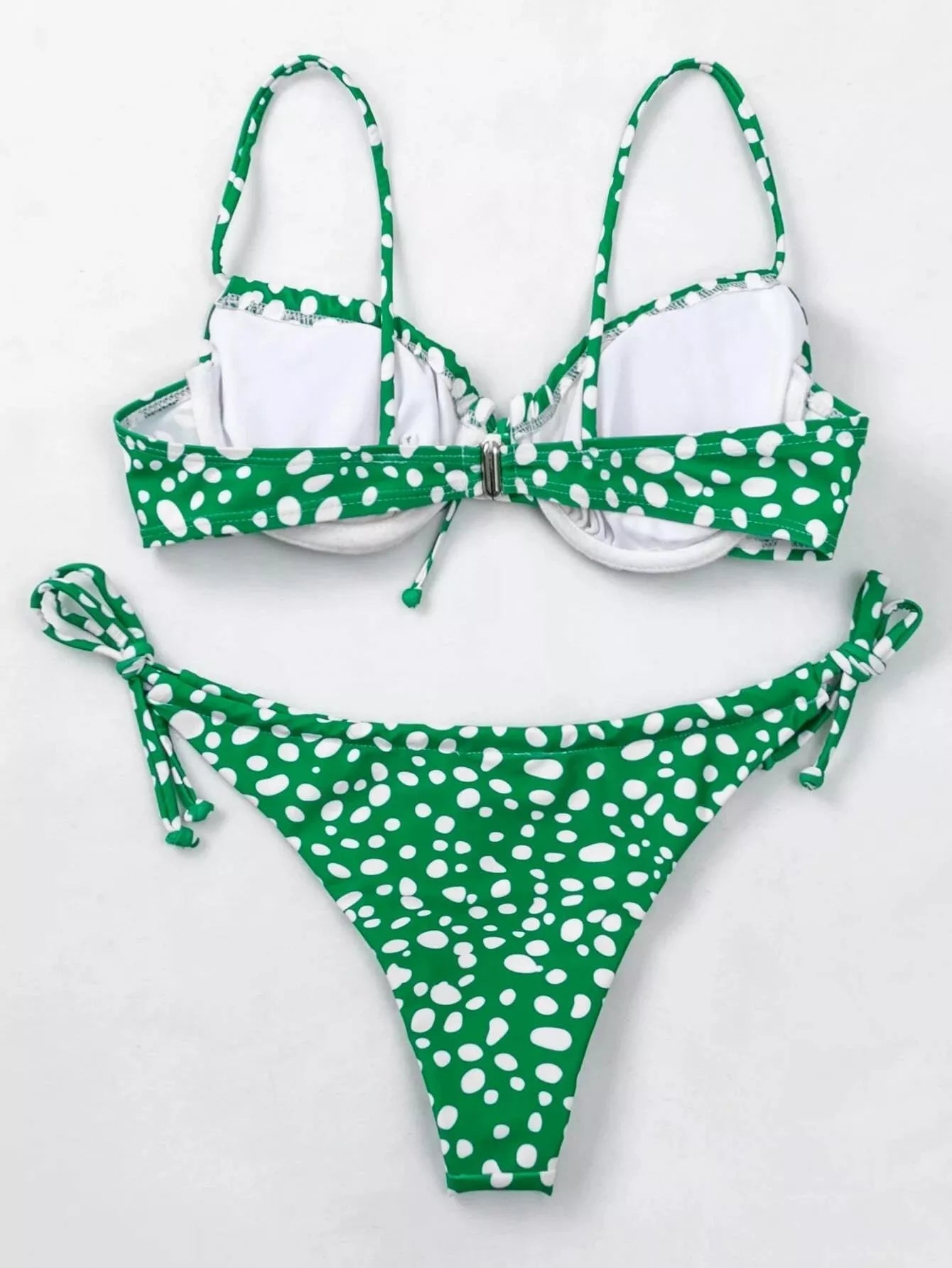 Women's green and purple split swimsuit bikini in polyester, sizes S to L