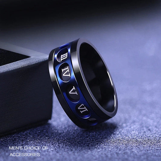 Titanium steel personality ring with minimalist hip hop design in various colours