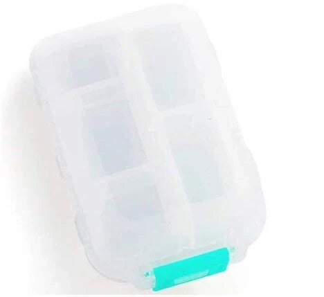 10-grid moisture-proof travel pill organizer in various colours for secure medication storage