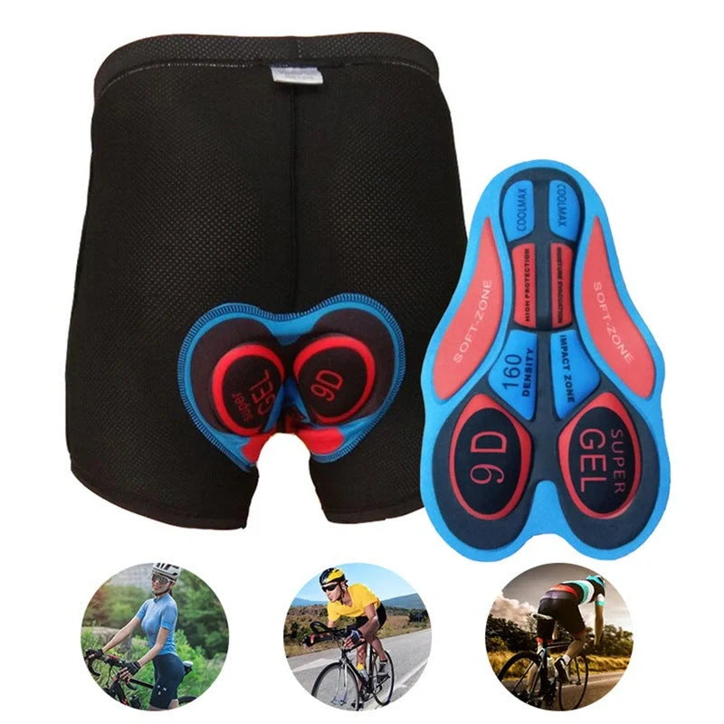 Cycling shorts with 3D gel padding in green, sizes S to XXXL