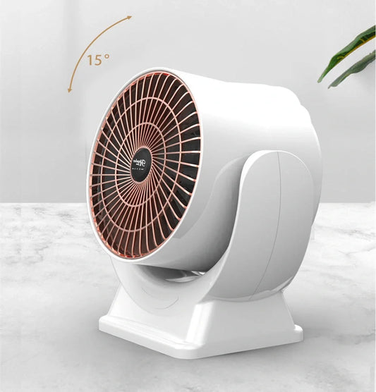 Desktop Mini Mute Household Heater in white and red, compact size for small spaces