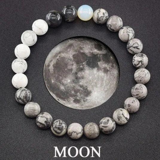 Matte 10mm stone beads couples bracelet in various planet-inspired colours