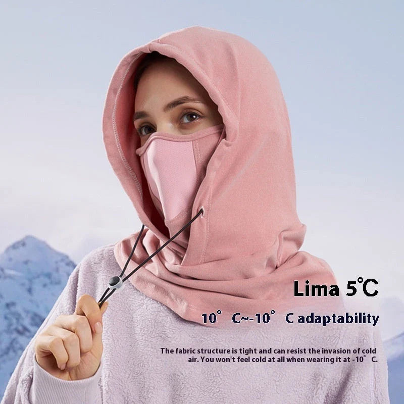 Adjustable thermal fleece scarf neck warmer in black, dark gray, light gray, and pink colors