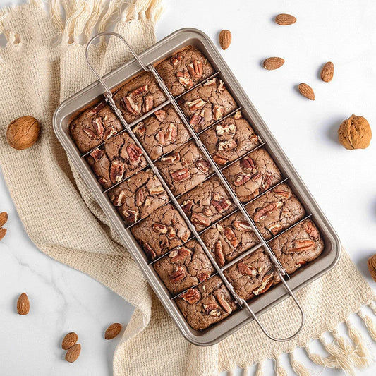 Stainless steel square brownie pan with detachable design for home baking