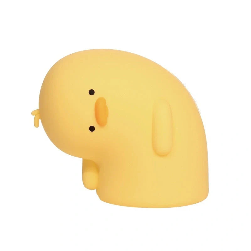 Cute Duck LED Night Light in white and yellow, USB rechargeable with touch control
