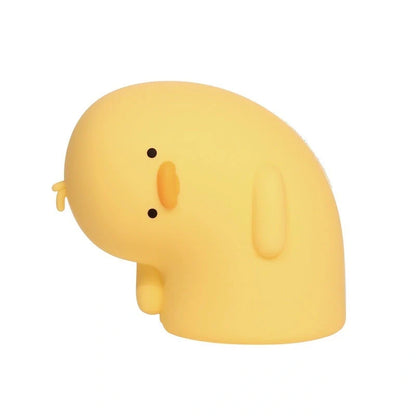 Cute Duck LED Night Light in white and yellow, USB rechargeable with touch control