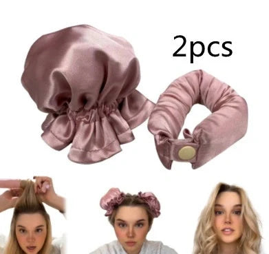 Heatless curl stick with cloth cover for safe overnight hair styling