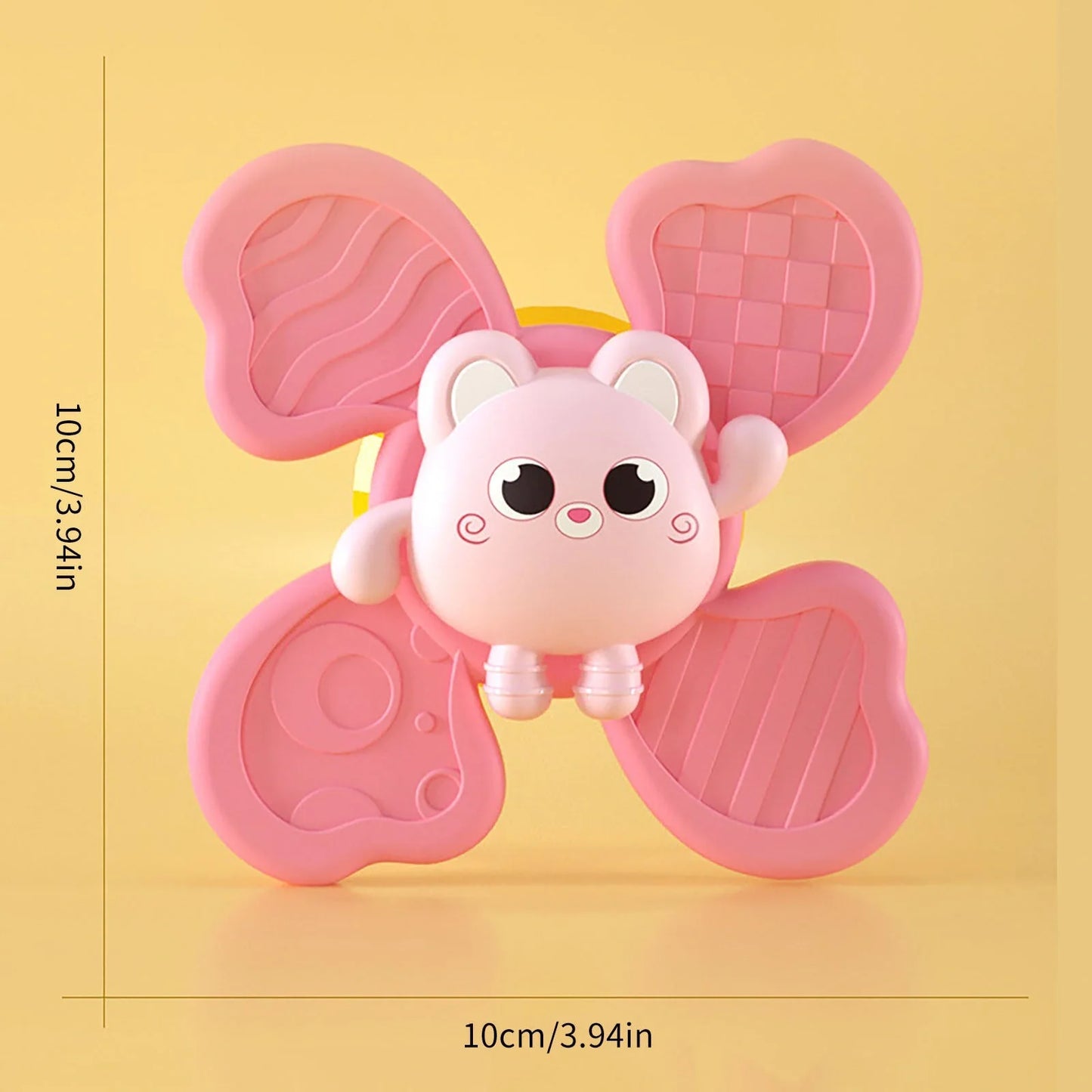 Baby bath spinning top toy with animal shapes and suction cups