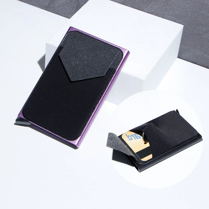 Aluminium alloy anti-theft multi card holder with lycra cloth strap in various colours