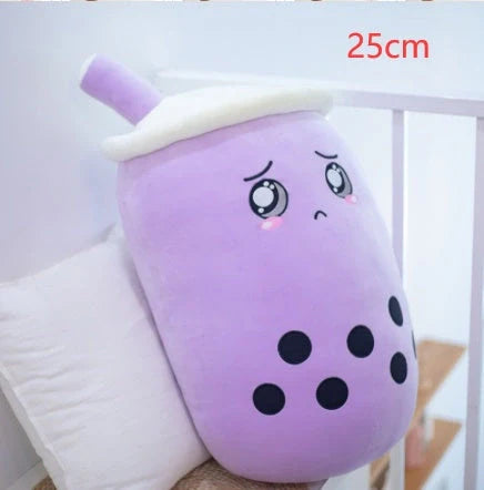 Strawberry Milk Tea Plush Boba Toy Pillow in various colours and sizes