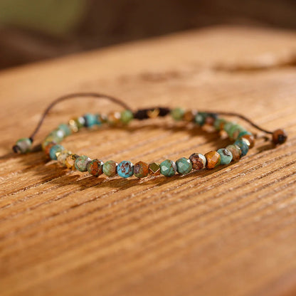 Adjustable Natural African Turquoise Braided Bracelet with vivid colour stones