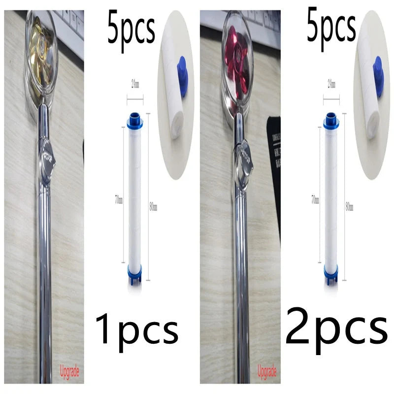 Turbo Propeller Shower Head in various colours with 360-degree fan extension
