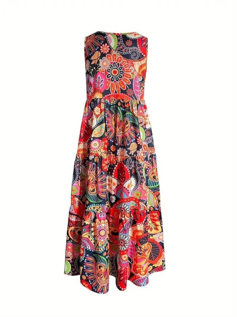 Stylish women's floral v-neck swing dress for casual outings