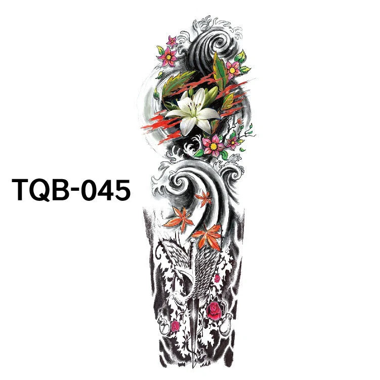 Waterproof Full Arm Tattoo Sticker in various colours for temporary body art