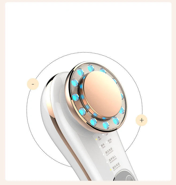7-in-1 Facial Massager with ion charge and light therapy for deep skin cleansing and anti-aging