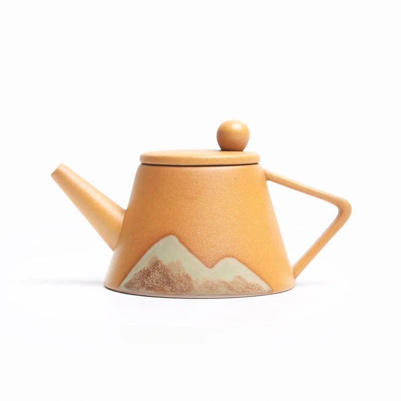 Japanese ceramic teapot with underglaze colour finish in retro design