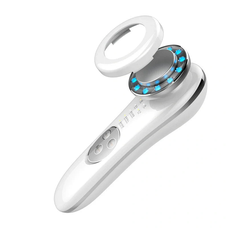7-in-1 Facial Massager with ion charge and light therapy for deep skin cleansing and anti-aging