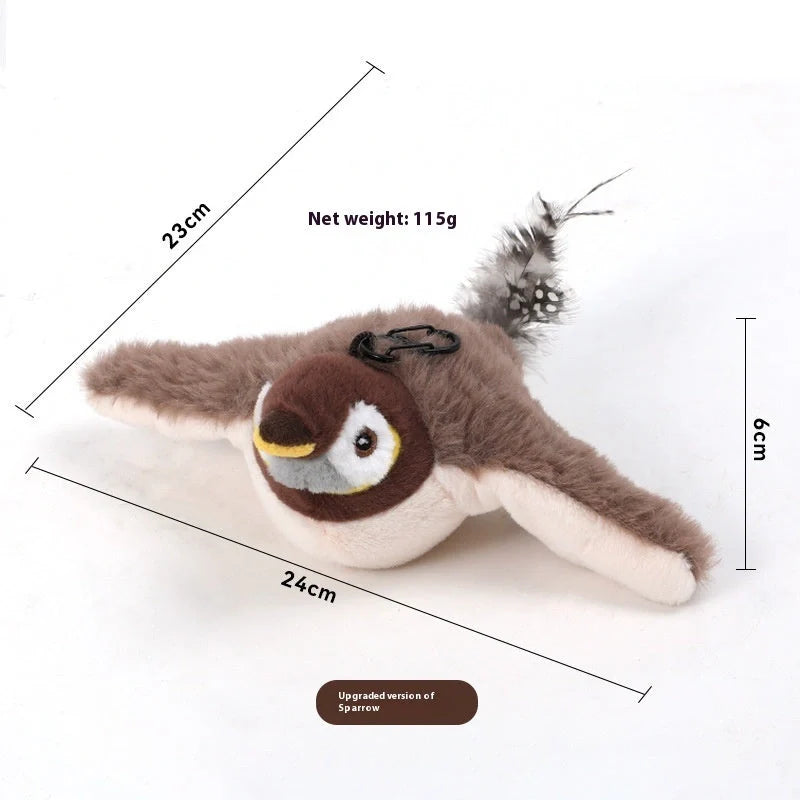 USB rechargeable interactive cat toy with realistic bird sounds for indoor cats