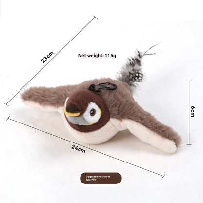 USB rechargeable interactive cat toy with realistic bird sounds for indoor cats