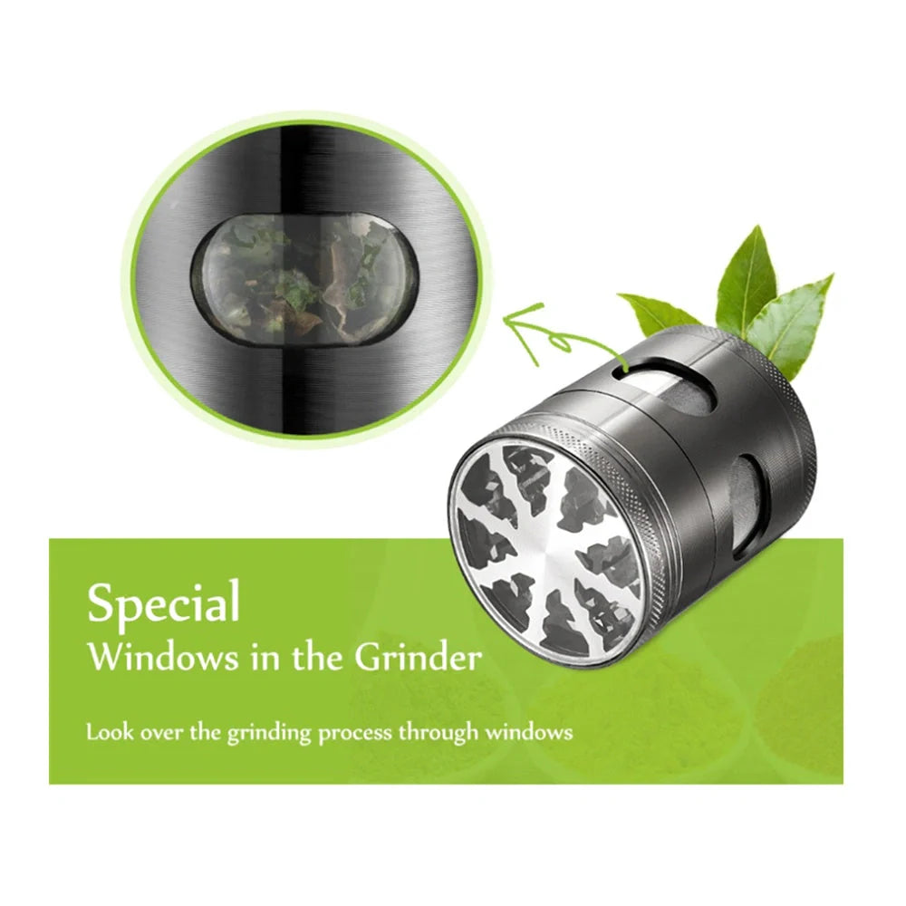 60mm zinc alloy herb grinder with magnetized lid and windmill teeth