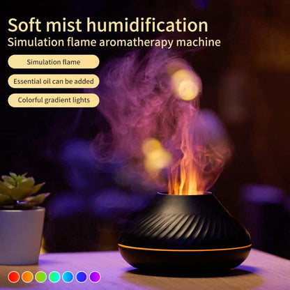 Volcanic Flame Aroma Diffuser with LED light and 130ml capacity in beige and black